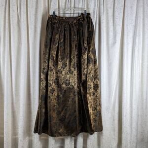 Gold Lame Floral Jacquard Long Wrap Skirt 27" sz Sm Med